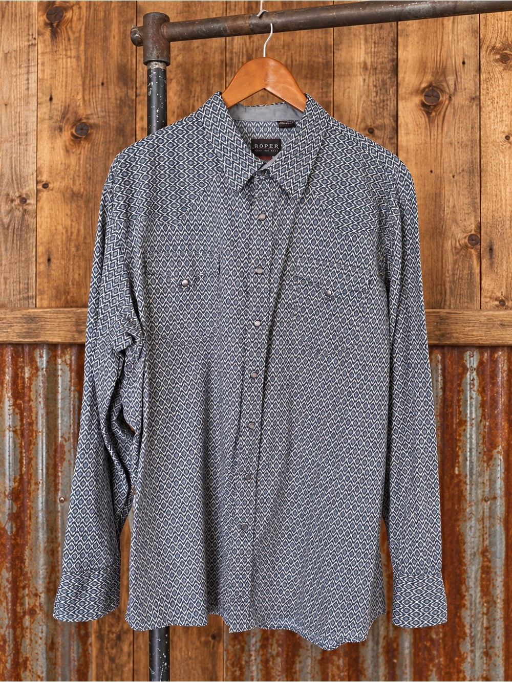 Roper Men’s 2XL Geometric Western Pearl Snap Long Sleeve Shirt